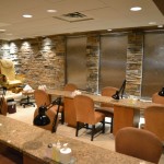 Interior cultured stone with waterfalls.